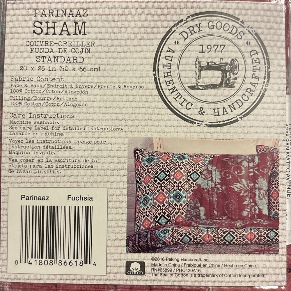 Parinaaz Standard Fuchsia Pillow Sham - Picture 4 of 4